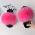 Women Warm Fox Fur Flip Flop