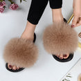 Women Warm Fox Fur Flip Flop