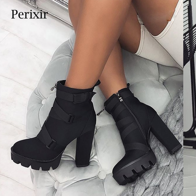 Thick Heel Platform Ladies Worker Boots