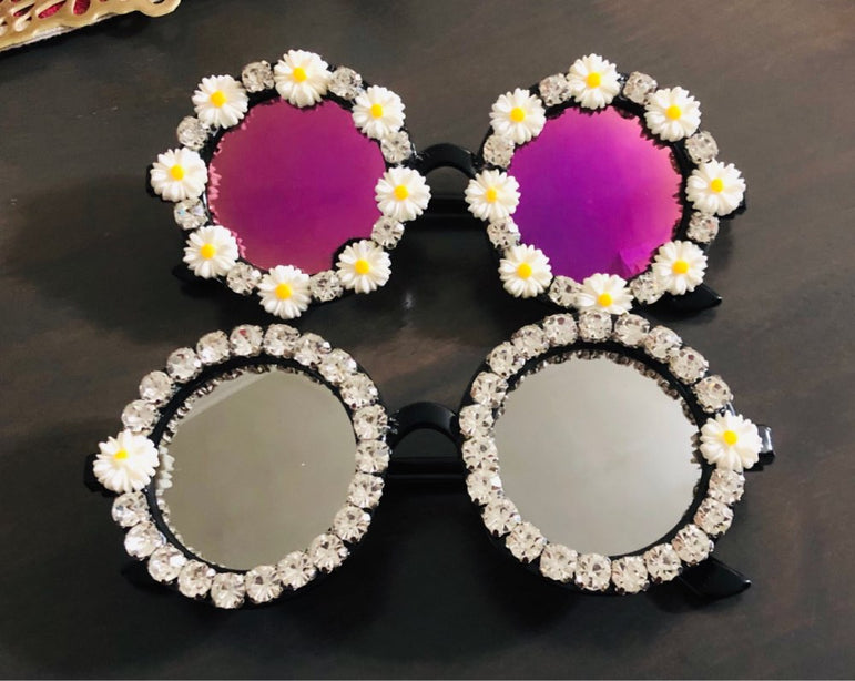 Crystal Diamond Handmade Round Sun Glasses