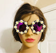 Crystal Diamond Handmade Round Sun Glasses