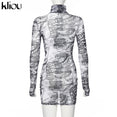 Sexy Mesh Material Print Slim Skinny Dress