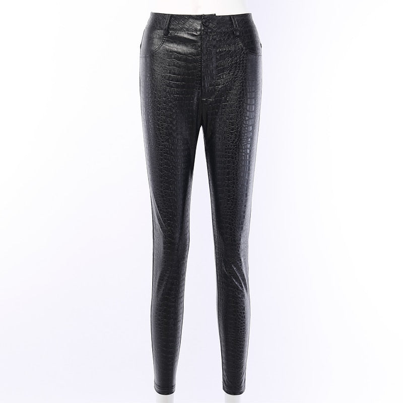 High Waist Pencil Faux Leather Pants