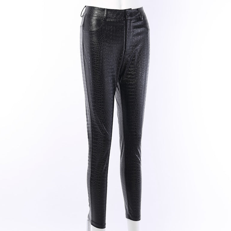 High Waist Pencil Faux Leather Pants