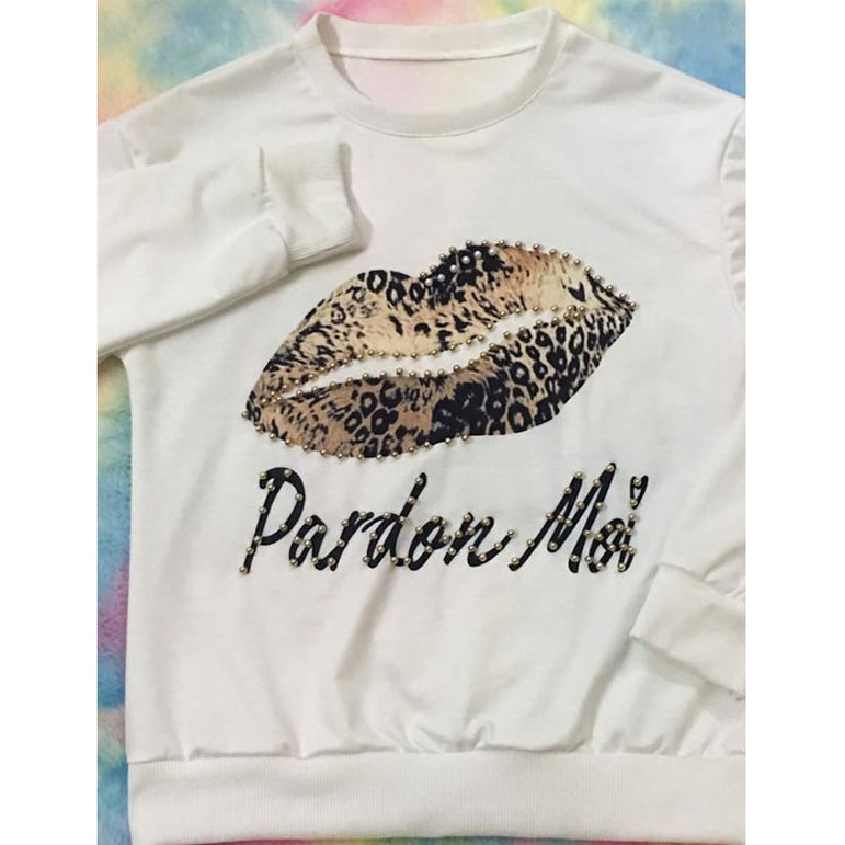 Lips Letter Printed Ladies Blouse