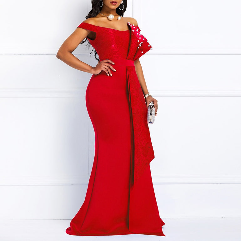 Women Off Shoulder Long Maxi Dress