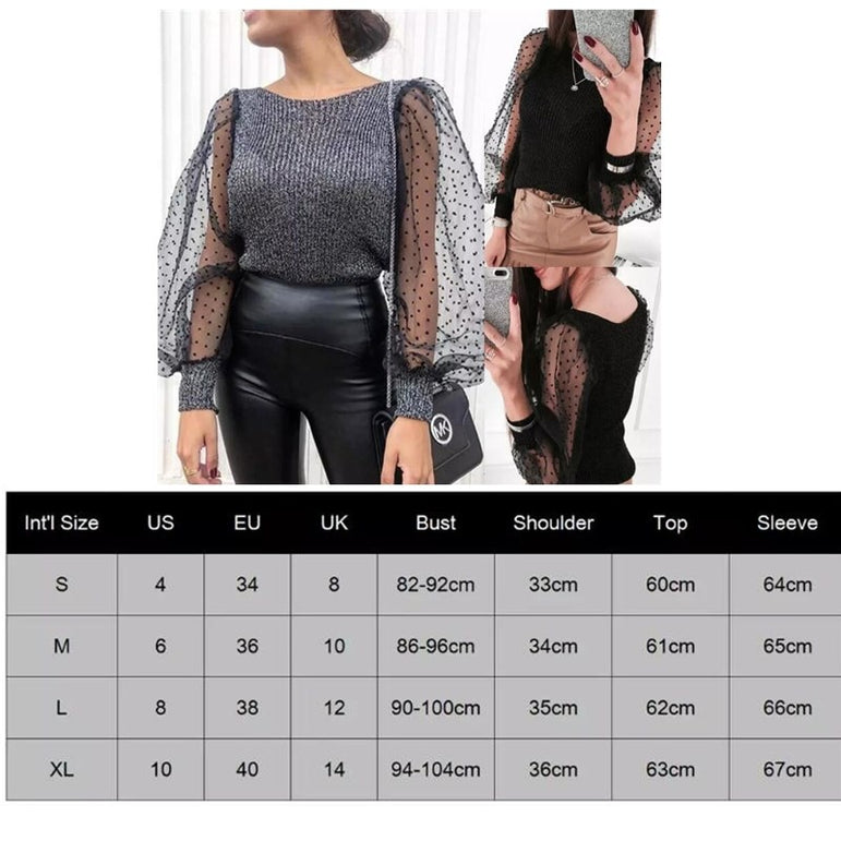 Women's Sheer Mesh See-through Blouse