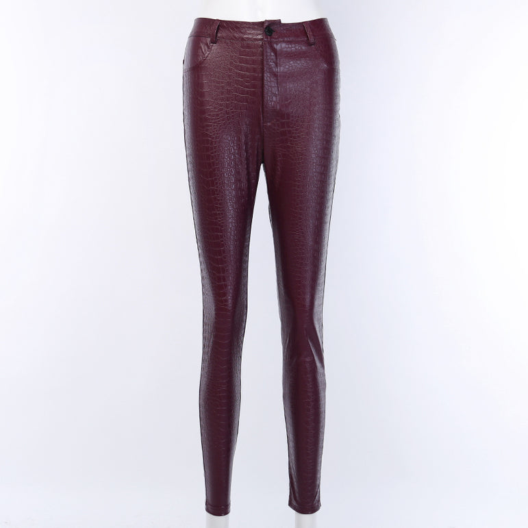 High Waist Pencil Faux Leather Pants