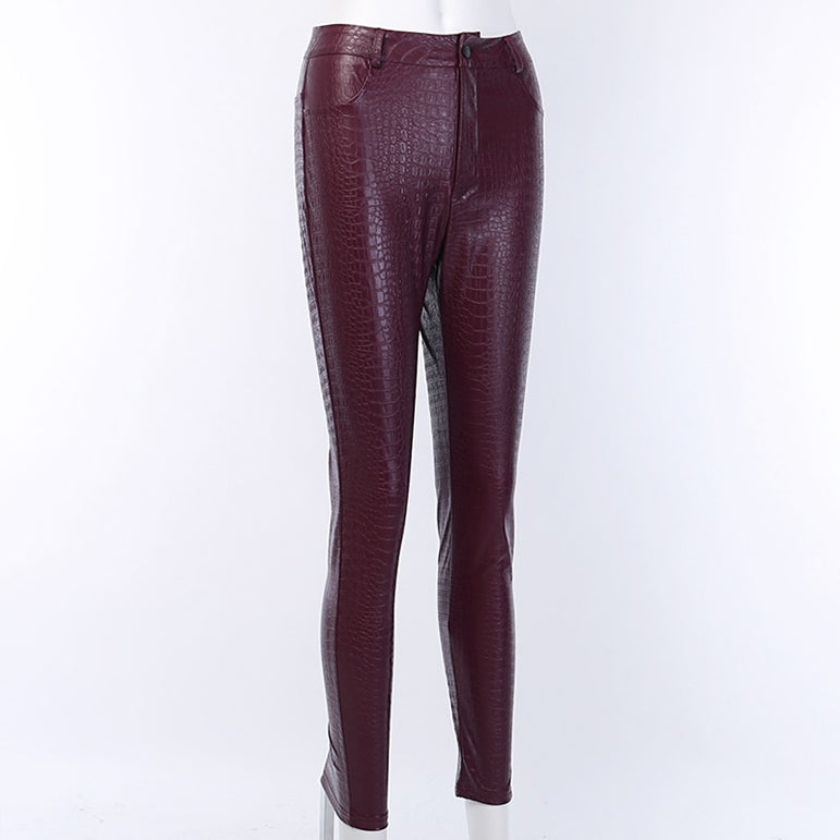 High Waist Pencil Faux Leather Pants