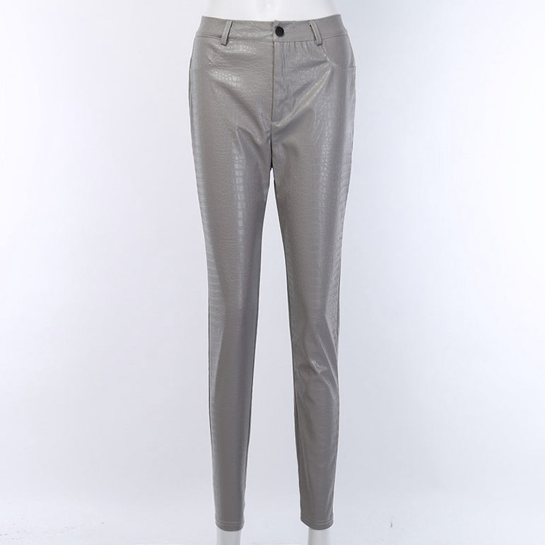 High Waist Pencil Faux Leather Pants