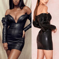 PU Leather Bodycon Sexy Long Sleeve Dress