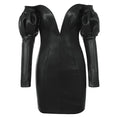 PU Leather Bodycon Sexy Long Sleeve Dress