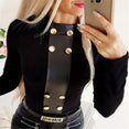 Crew Neck Long Sleeve Button Blouses