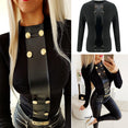 Crew Neck Long Sleeve Button Blouses