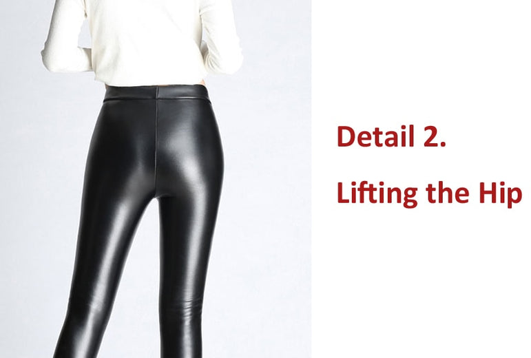 Soft PU Leather Women Velvet Pants