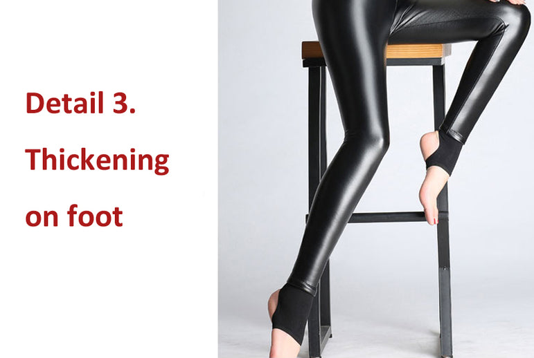 Soft PU Leather Women Velvet Pants