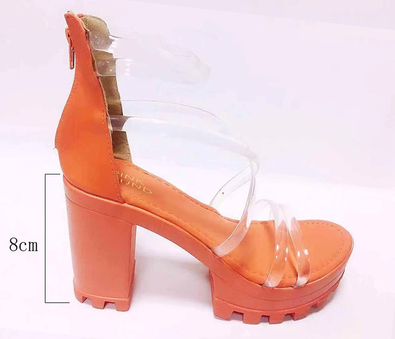 Jelly Sandals Open Toe Thick High Heels Platform