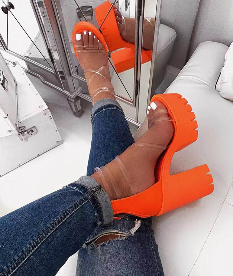 Jelly Sandals Open Toe Thick High Heels Platform