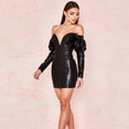 PU Leather Bodycon Sexy Long Sleeve Dress