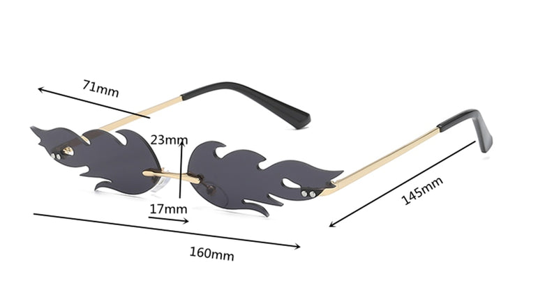 Fire Flame Rimless Wave Sun Glasses