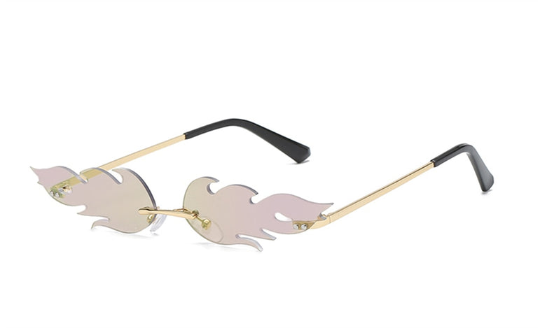 Fire Flame Rimless Wave Sun Glasses