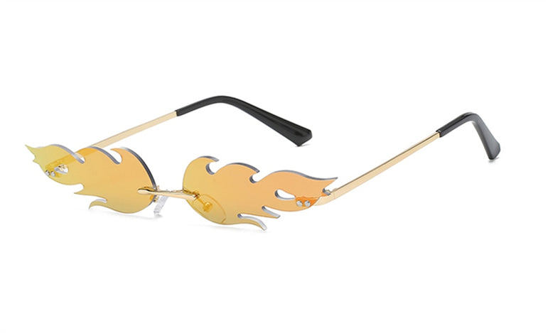 Fire Flame Rimless Wave Sun Glasses