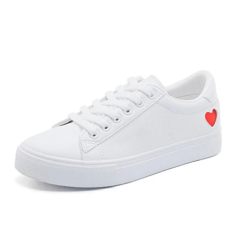 Women Casual Flats Heart Lace-up Sneakers