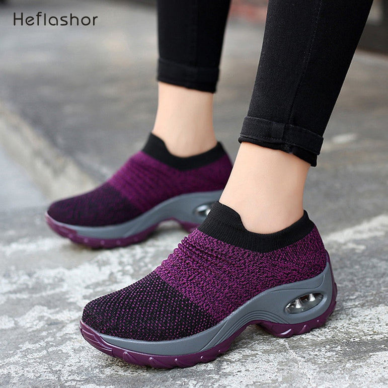 Breathable Mesh Casual Shoes Platform Sneakers