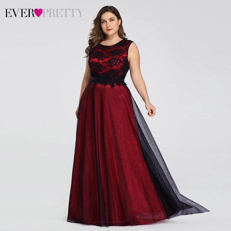 Plus Size Elegant Evening Burgundy Dress