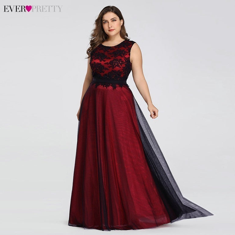 Plus Size Elegant Evening Burgundy Dress