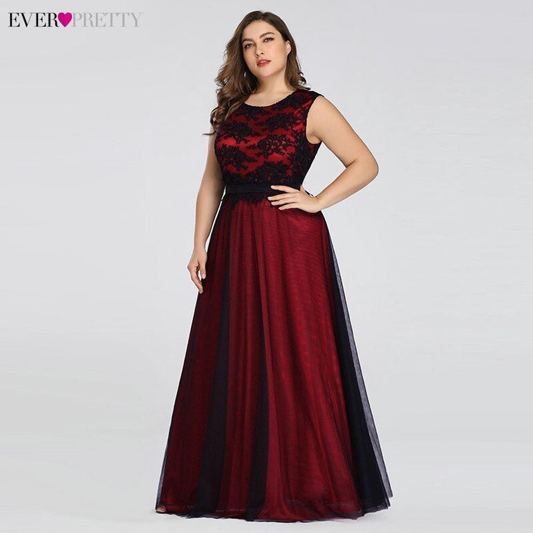 Plus Size Elegant Evening Burgundy Dress