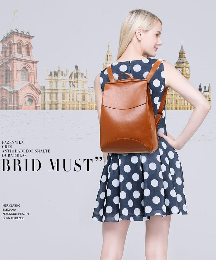 Women Youth Vintage Leather Backpacks