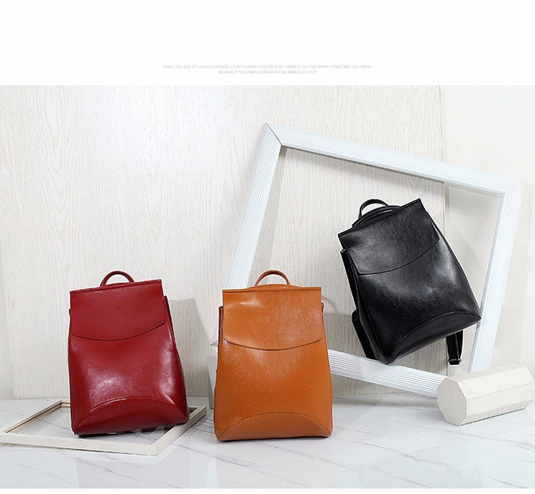 Women Youth Vintage Leather Backpacks