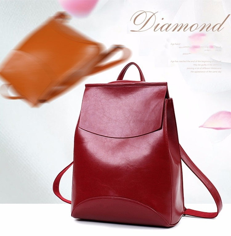 Women Youth Vintage Leather Backpacks