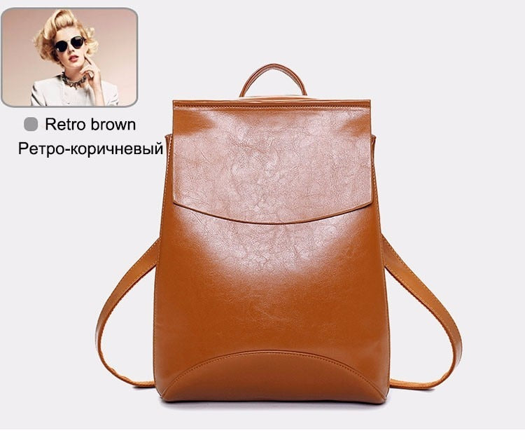 Women Youth Vintage Leather Backpacks