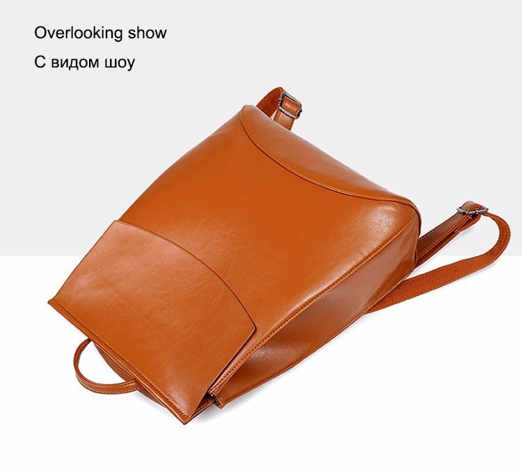 Women Youth Vintage Leather Backpacks