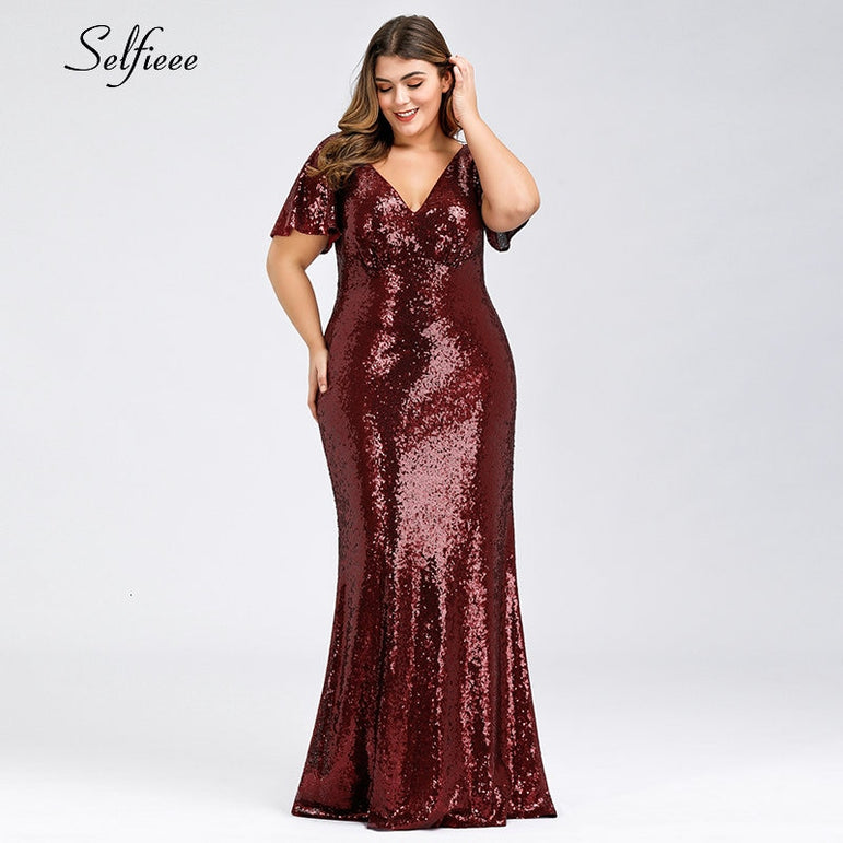 Plus Size Rose Gold Mermaid Women Dresses