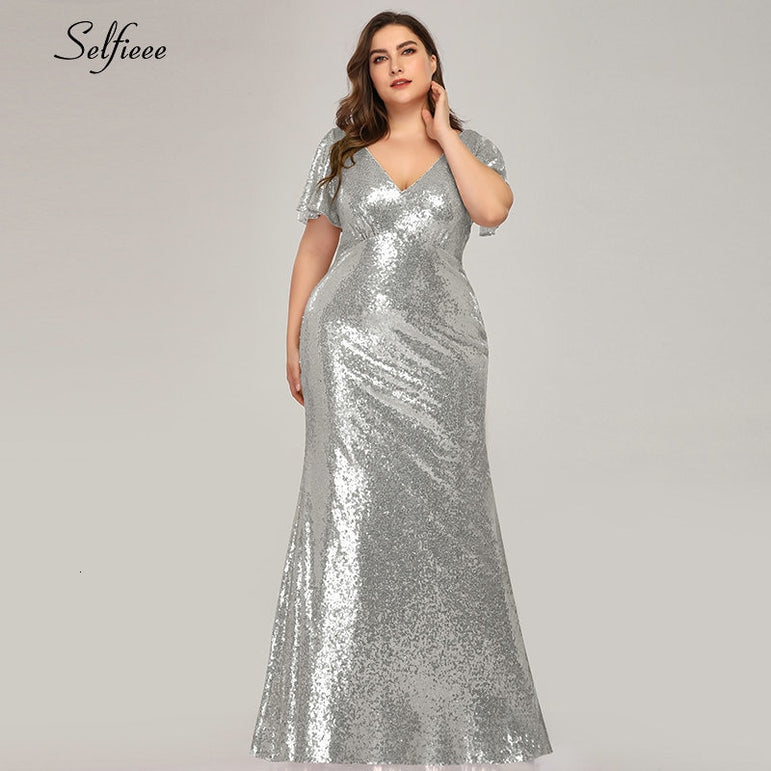 Plus Size Rose Gold Mermaid Women Dresses