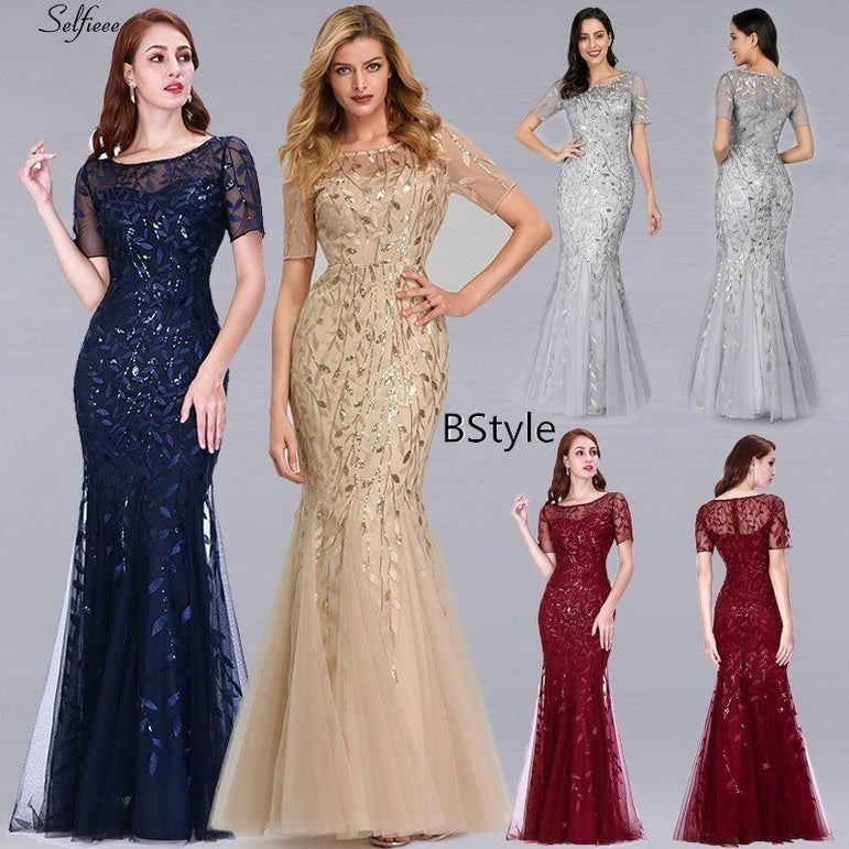 Elegant Women V-Neck Sparkle Mermaid Dresses