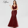 Elegant Women V-Neck Sparkle Mermaid Dresses