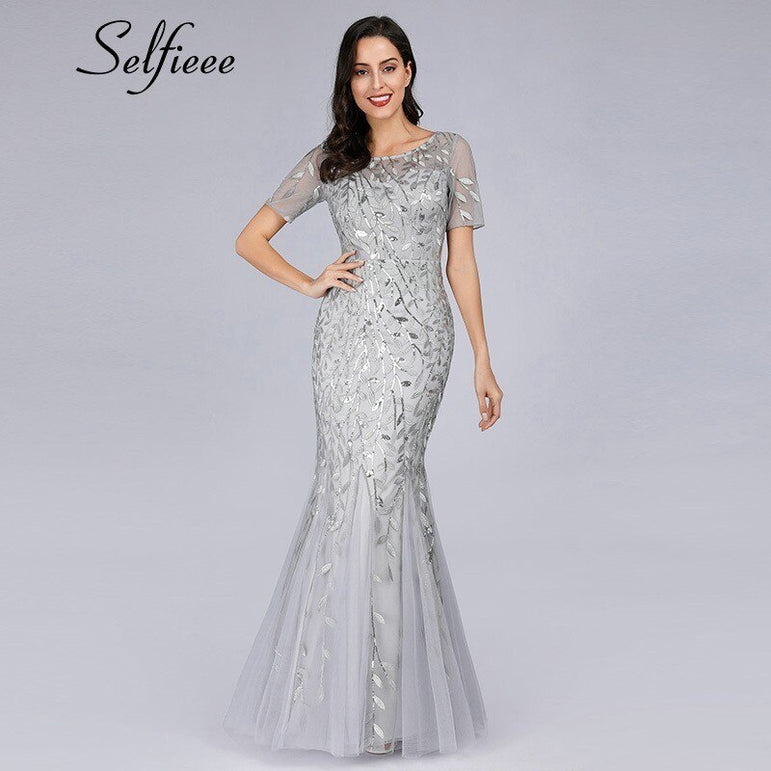 Elegant Women V-Neck Sparkle Mermaid Dresses