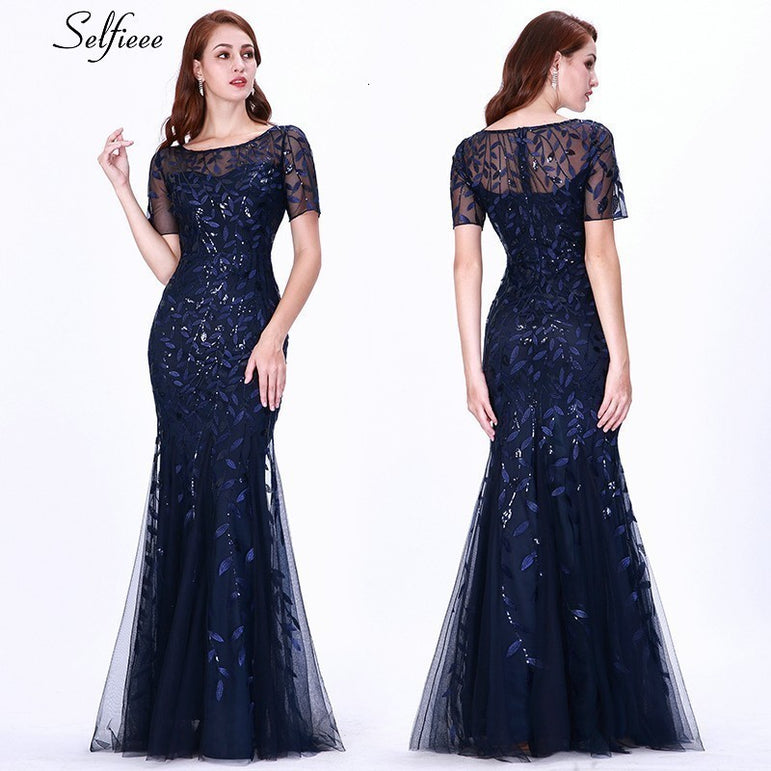 Elegant Women V-Neck Sparkle Mermaid Dresses