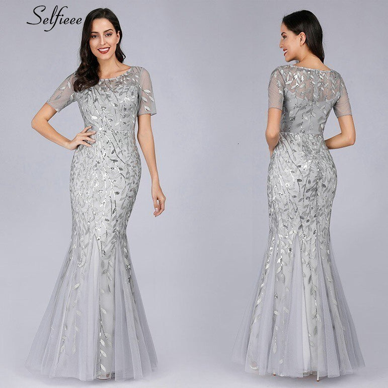 Elegant Women V-Neck Sparkle Mermaid Dresses