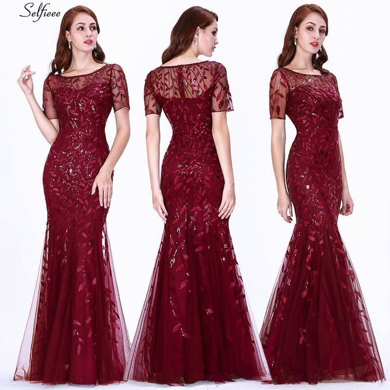 Elegant Women V-Neck Sparkle Mermaid Dresses