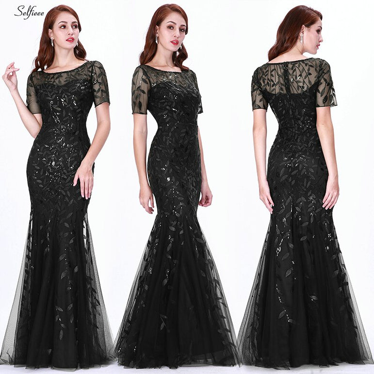 Elegant Women V-Neck Sparkle Mermaid Dresses