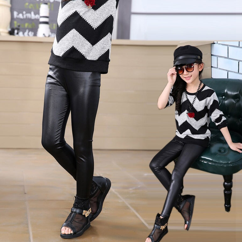 Leather High Quality Slim Children Leggings