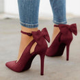 Wine Red Suede Pointed Toe Pumps