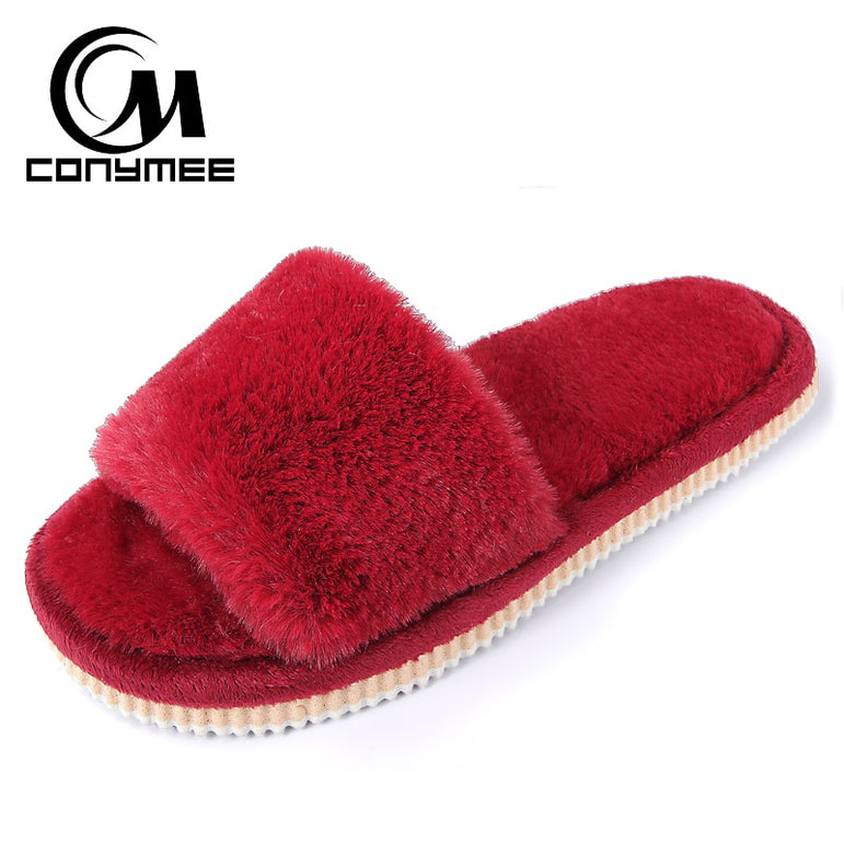 Winter Women Indoor Warm Fluffy Slippers