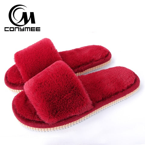 Winter Women Indoor Warm Fluffy Slippers