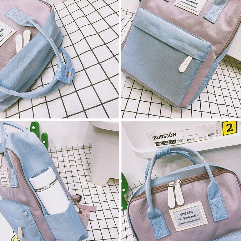 Women Canvas Backpacks Candy Color Waterproof Bags